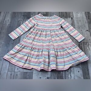 Hanna Andersson Long Sleeve Twirl Dress Ruffle Stripe Cotton Rainbow 120 Tiered